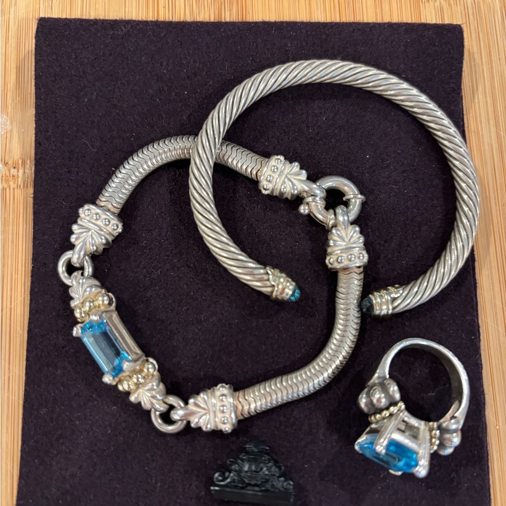 LAGOS Silver and Blue Charm Bracelets with Crystal Accents